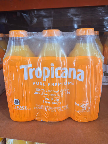 Image of Tropicana No Pulp Orange Juice - 3 x 1.36 L